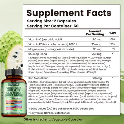 SOUR SOP SHILAJIT SEA MOSS LIONS MANE 24 IN 1