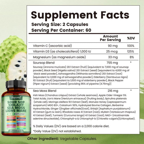 SOUR SOP SHILAJIT SEA MOSS LIONS MANE 24 IN 1