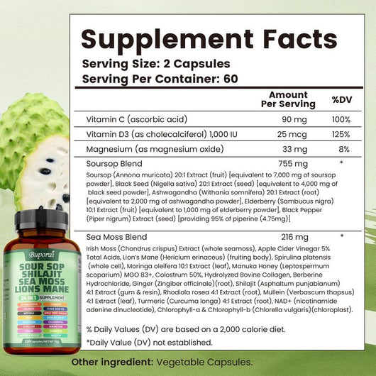 SOUR SOP SHILAJIT SEA MOSS LIONS MANE 24 IN 1