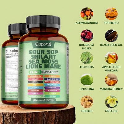 SOUR SOP SHILAJIT SEA MOSS LIONS MANE 24 IN 1